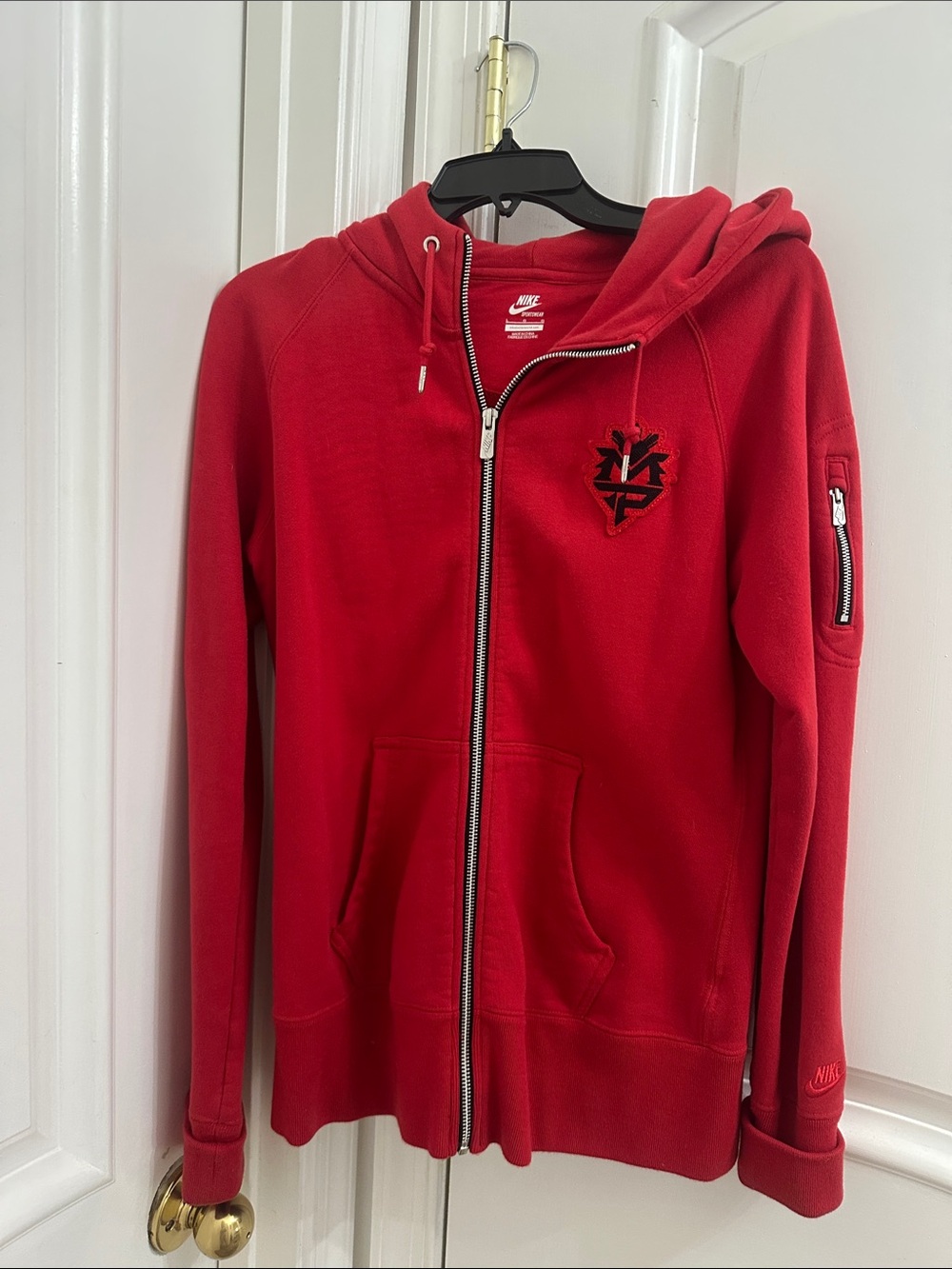 Nike Red Zip-Up Hoodie Jacket with Manny Pacquiao Embroidered Chest Patch